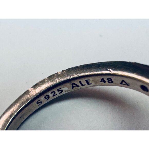 Estate Pandora Sterling Silver 925 Two Stone Halo Crossover Ring Size 4.5 Vintag - Picture 7 of 9